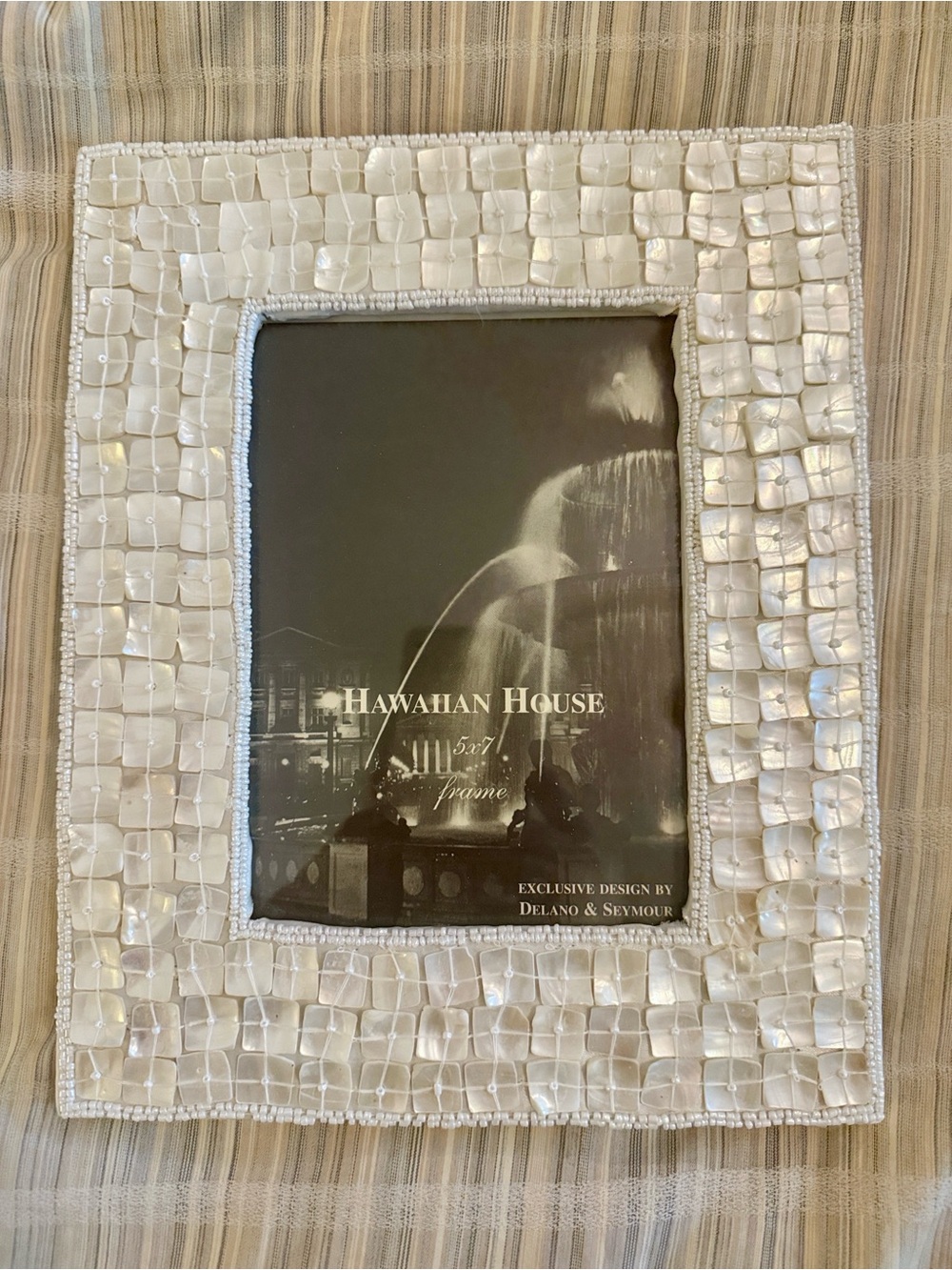 Delano & Seymour Hawaiian House Mother of Pearl Mosaic Picture Frame 5x7 NEW